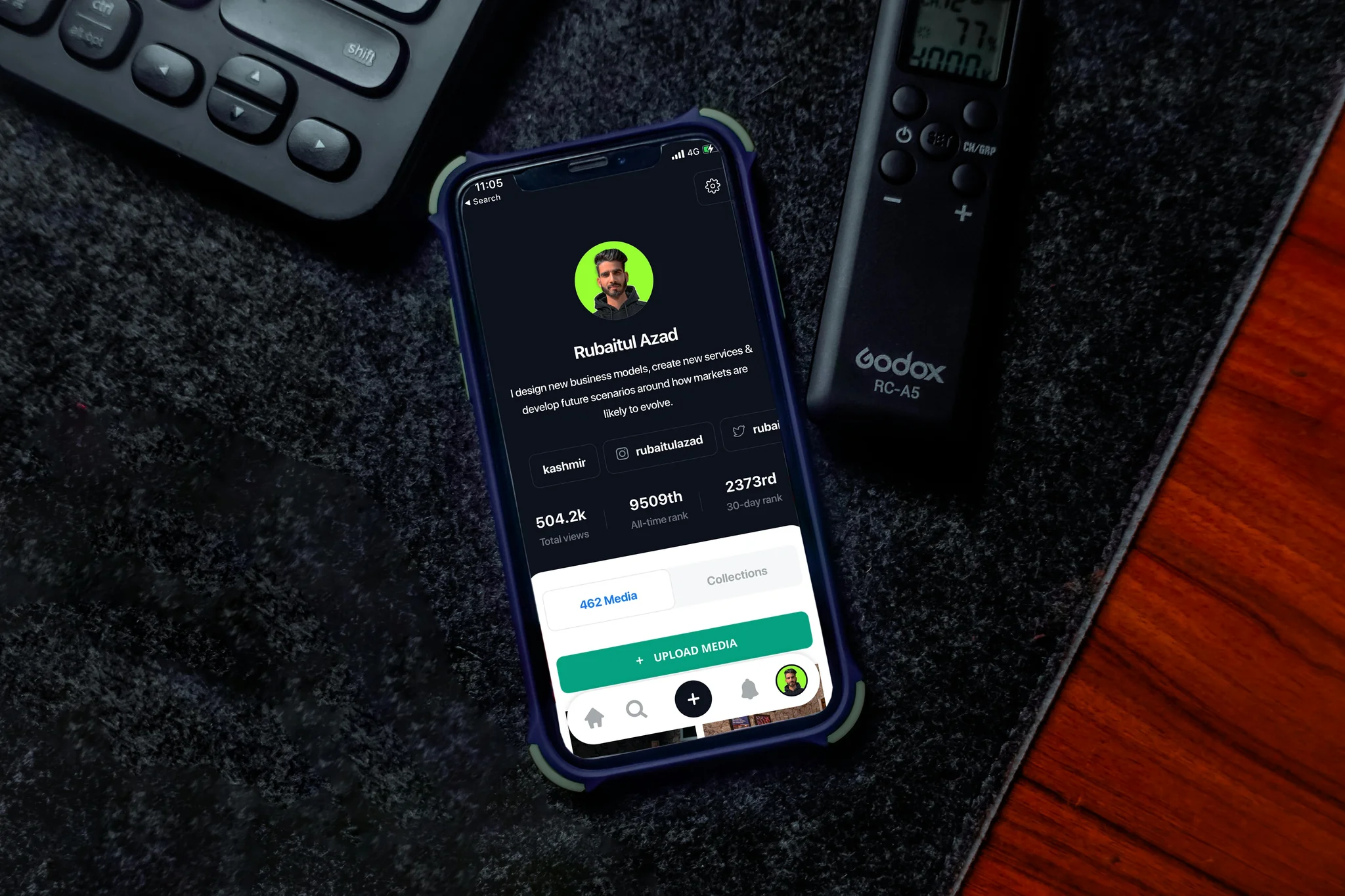 Instagram social media engagement on smartphone